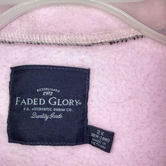 Baby Pink Black Zip Fleece Lined Collared Long Sleeve Fleece Women's Size 2X - Picture 2 of 3